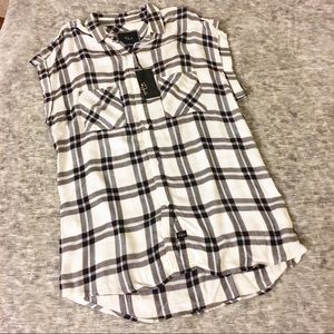 NWT Rails Plaid Rolled Sleeve Blouse Size S